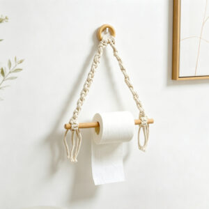 Wall-Mounted Macrame Toilet Paper Holder