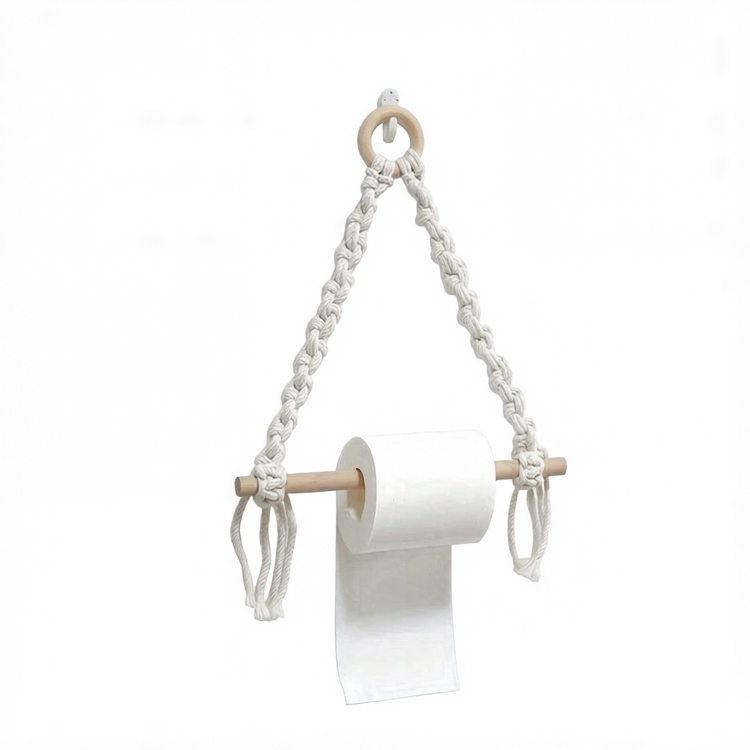 Wall-Mounted Macrame Toilet Paper Holder
