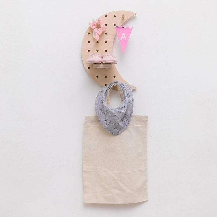 Wall-Mounted Moon-Shaped Pegboard Shelf