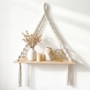 Handmade Macrame Wooden Hanging Shelf