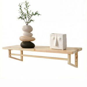 ​​Wall-Mounted Floating Shelf with Hanging Rod​​