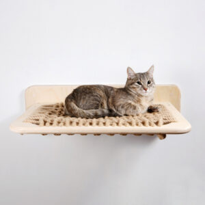 Wood Wall Mounted Cat Hammock With Sisal Rope