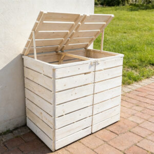 Outdoor Wooden Garbage Can Enclosure