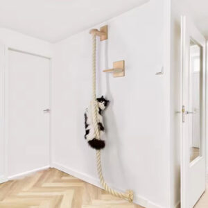 Wall-Mounted Solid Wood Cat Climbing Rope and Step Set