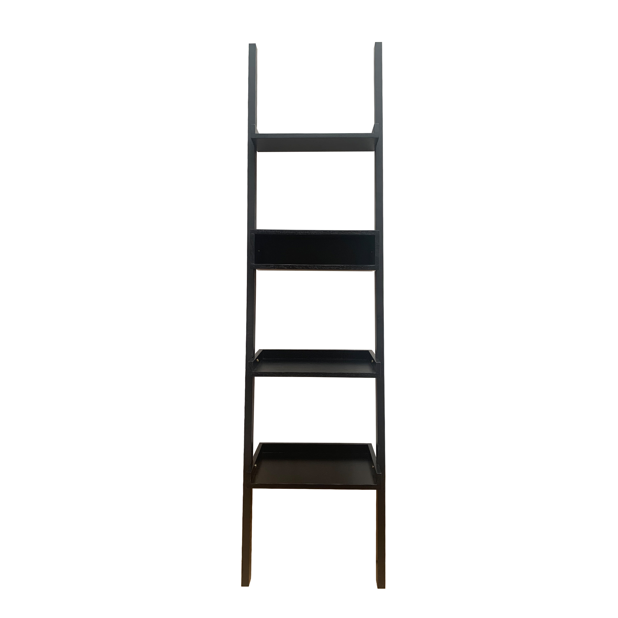 5-Tier Leaning Ladder Bookshelf with Raised Edge Shelves