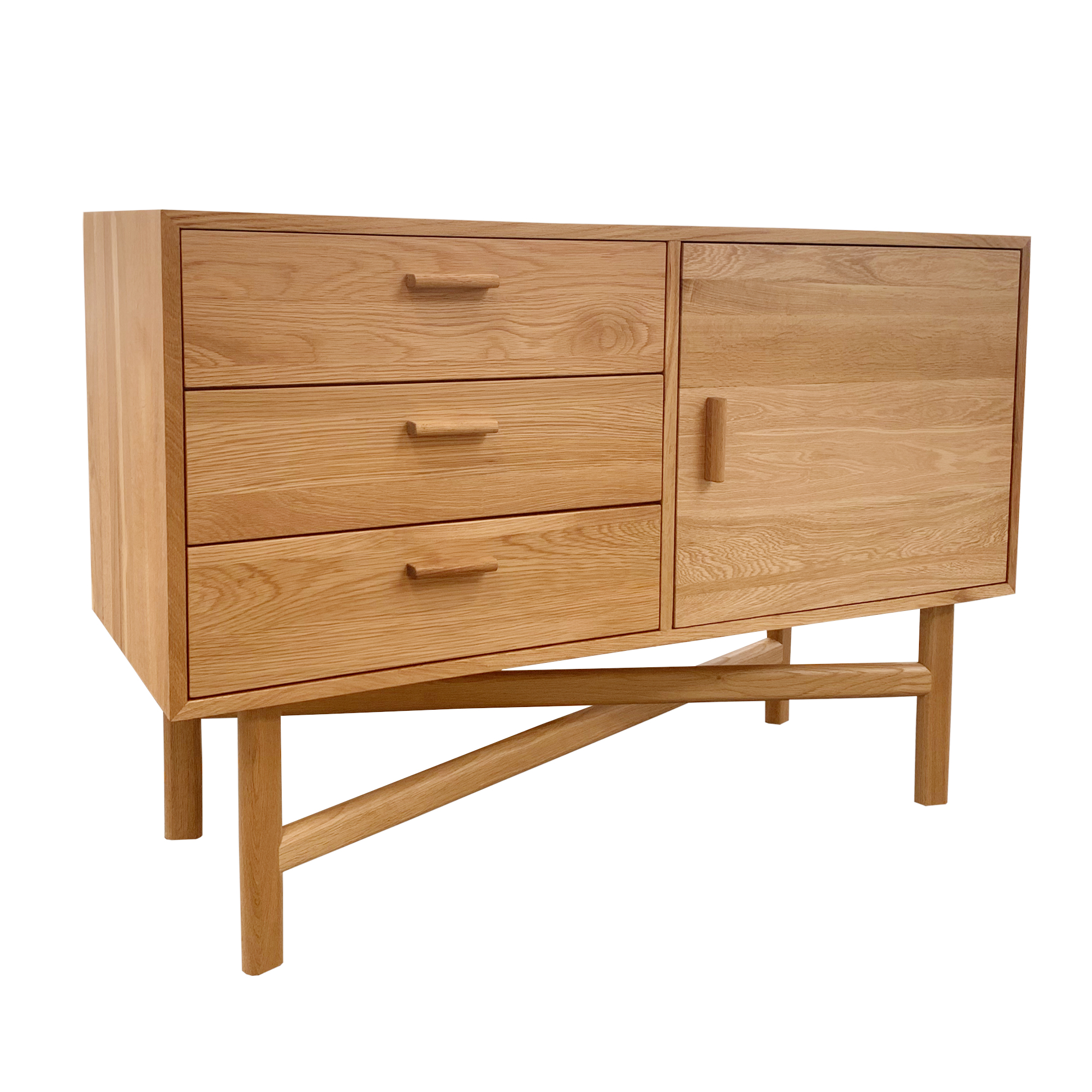 Mid-Century Solid Wood Storage Sideboard with Cross-Base Frame - Image 2