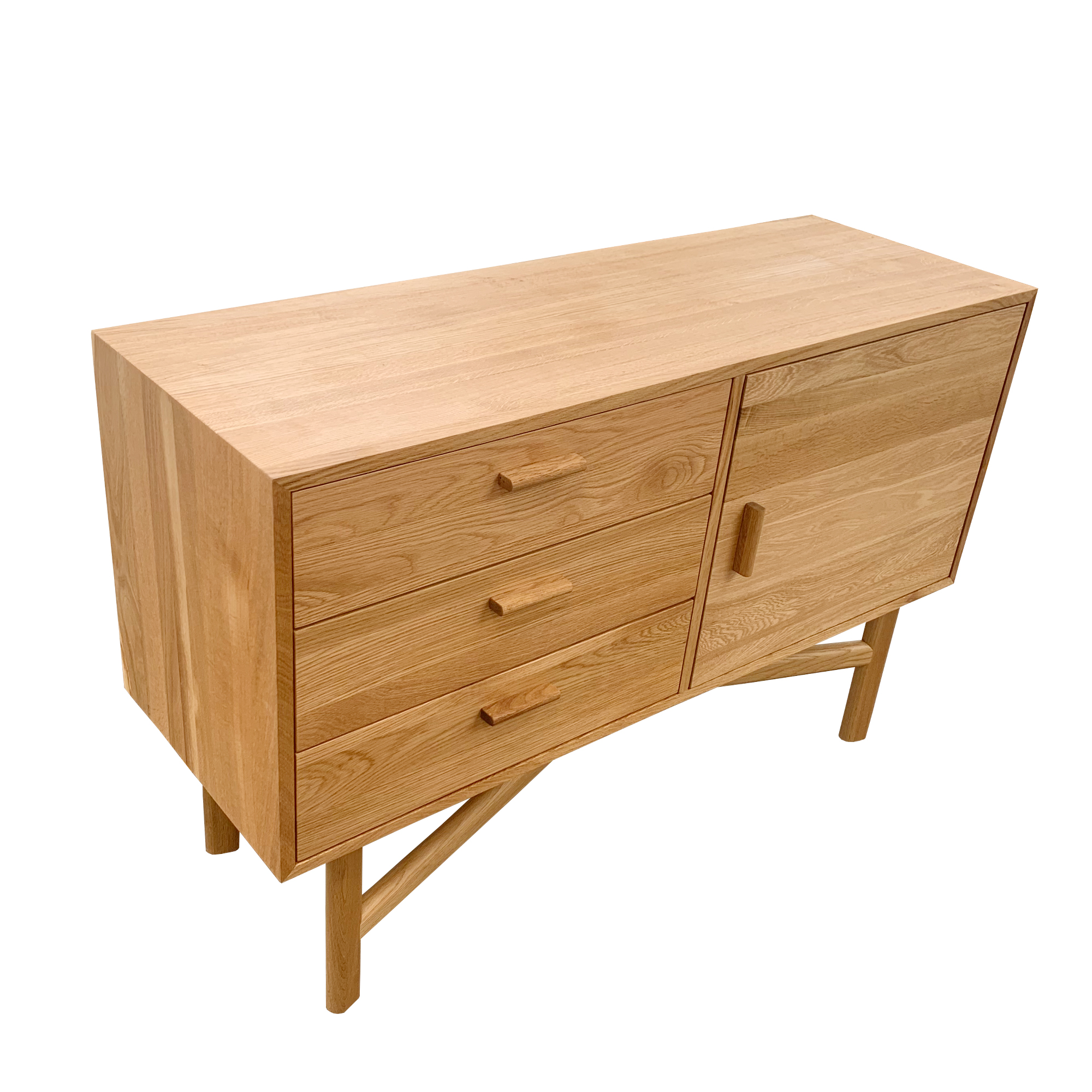 Mid-Century Solid Wood Storage Sideboard with Cross-Base Frame - Image 4