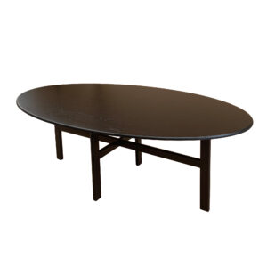 Minimalist Oval Solid Wood Coffee Table with Cross-Base Frame