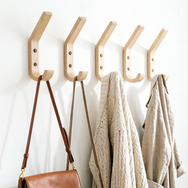 Minimalist Solid Wood Wall-Mounted Hook