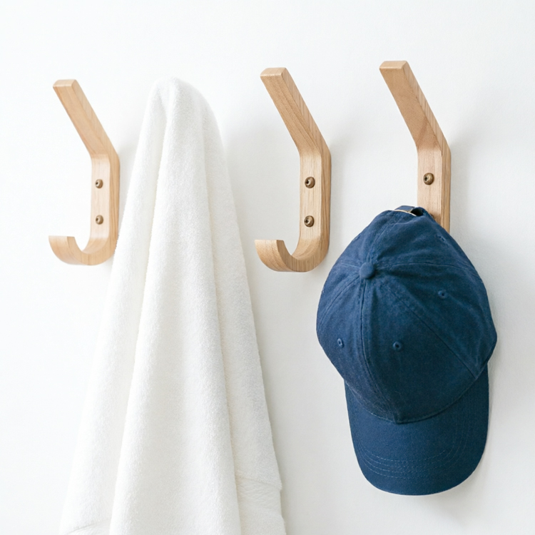 Minimalist Solid Wood Wall-Mounted Hook