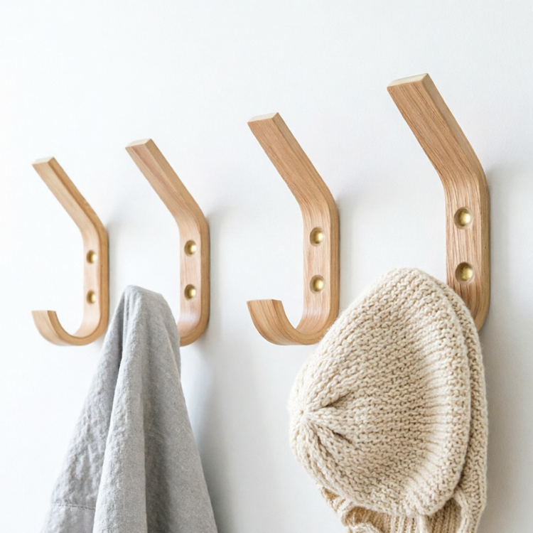 Minimalist Solid Wood Wall-Mounted Hook