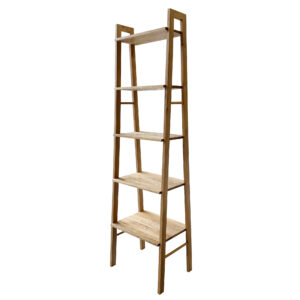 Modern 5-Tier Solid Wood Ladder Bookshelf with Open A-Frame Design