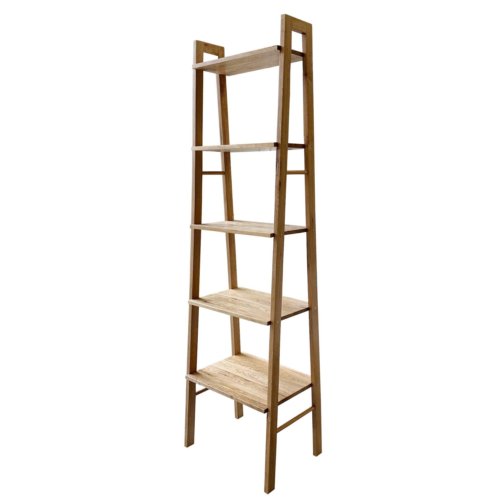 Modern 5-Tier Solid Wood Ladder Bookshelf with Open A-Frame Design