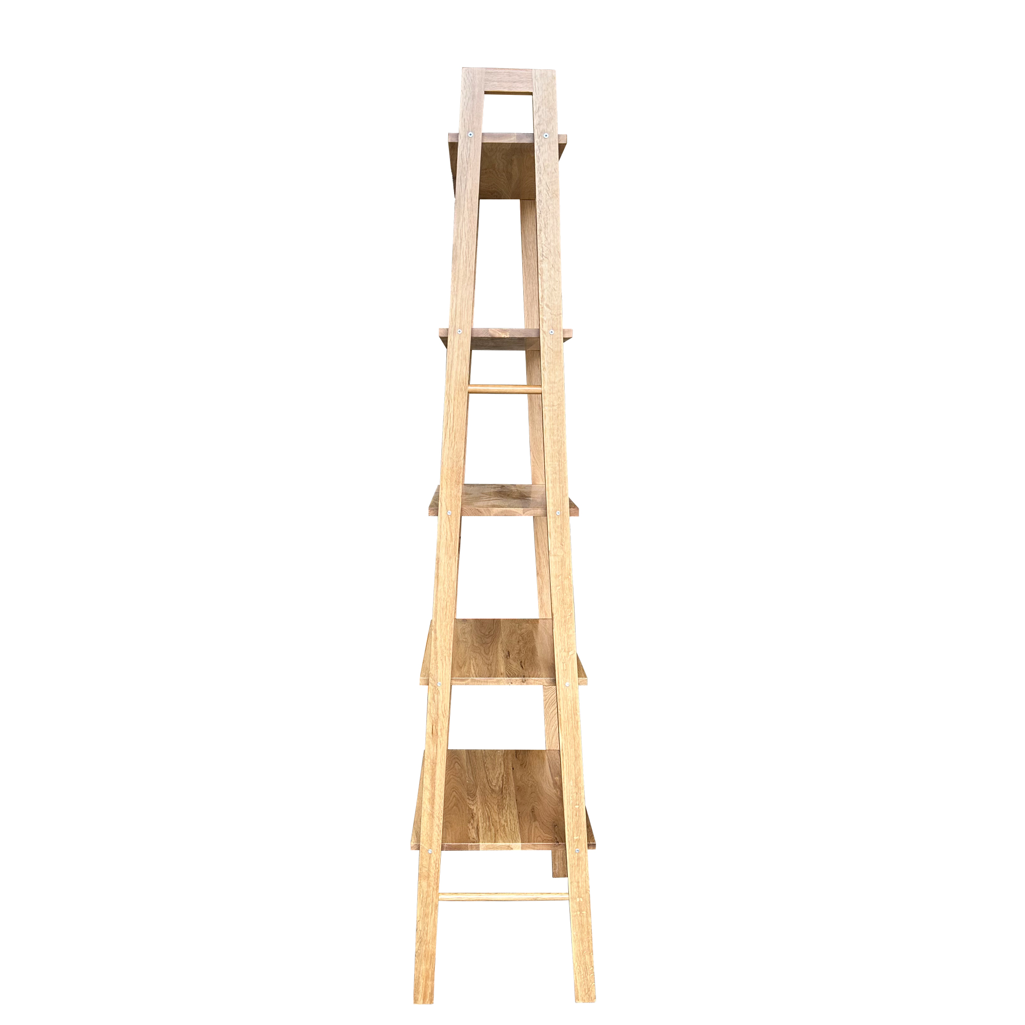Modern 5-Tier Solid Wood Ladder Bookshelf with Open A-Frame Design - Image 4