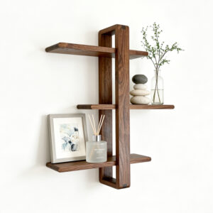 Modular Walnut Shift Shelf - Adjustable Floating Wall Unit