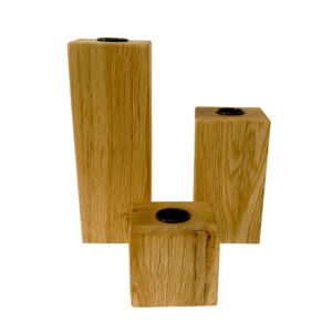 Solid Oak Block Tealight Holder Set – Minimalist Wood Candle Pedestals